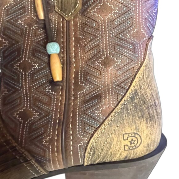 Durango Crush Driftwood Brown Leather Western Boots Lace-up Beaded Ties Size 8 - Picture 12 of 15